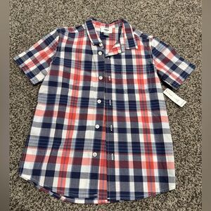 NWT boys red/white/Blue button down size 6/7